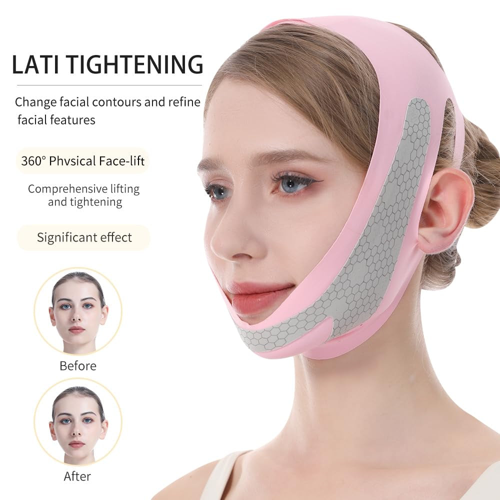 V Line Lifting Mask, V Shaped Face Mask, V Shaped Contouring Face Mask, Face Lifting Strap, Face Toning Belts, Jaw Exerciser, Washable and Reusable