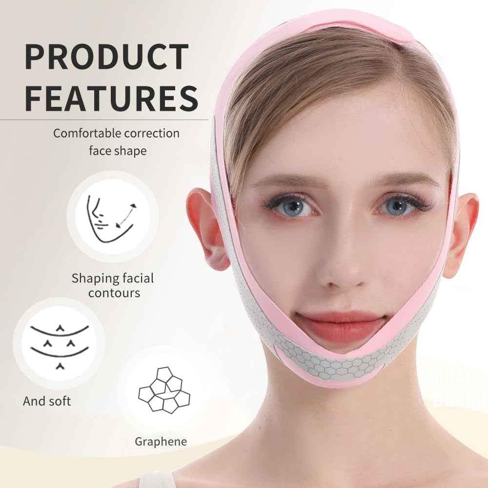 V Line Lifting Mask, V Shaped Face Mask, V Shaped Contouring Face Mask, Face Lifting Strap, Face Toning Belts, Jaw Exerciser, Washable and Reusable