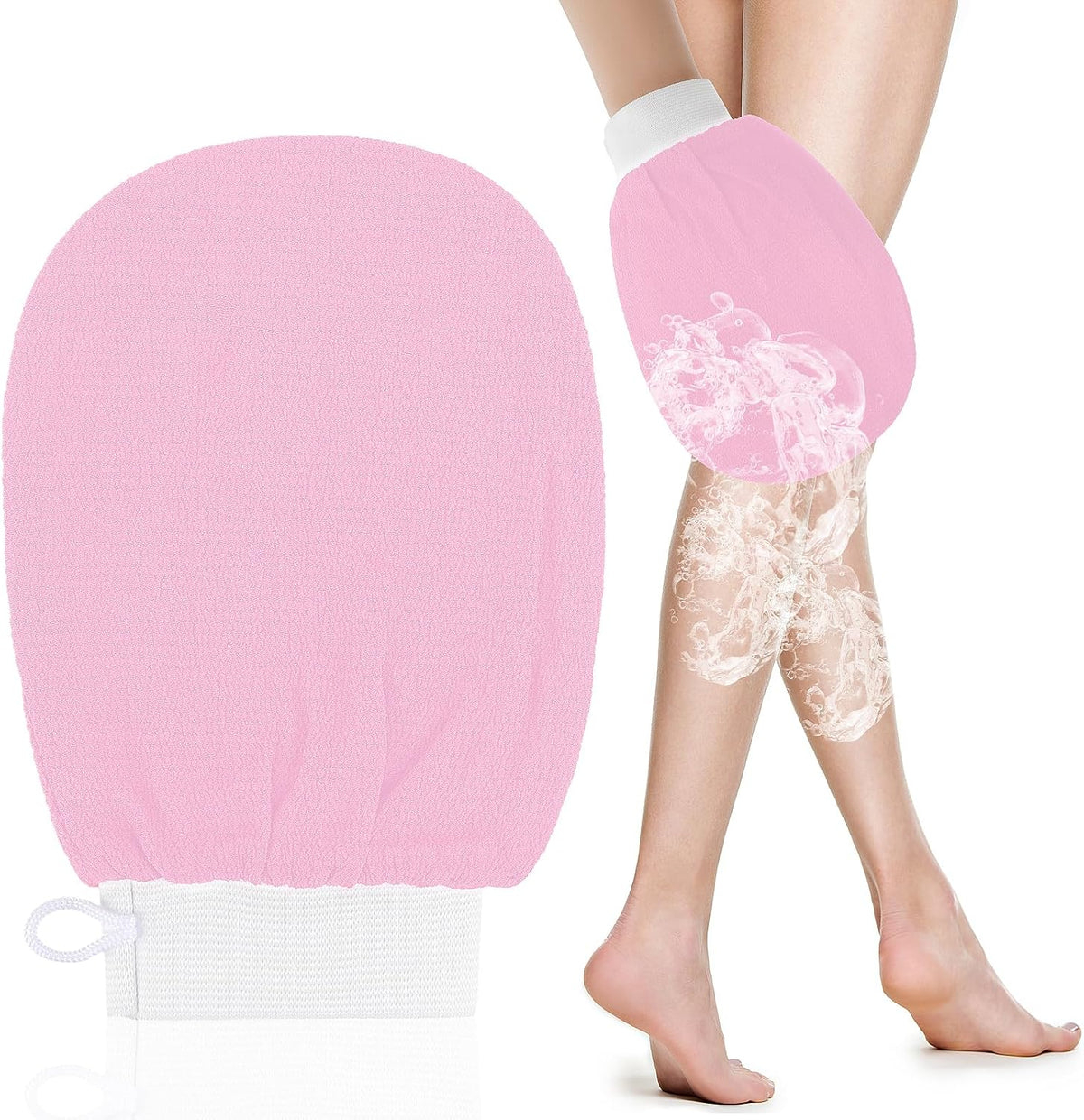 Exfoliating Glove Body Scrubber Exfoliator 1 PC Korean Washcloth, Pink
