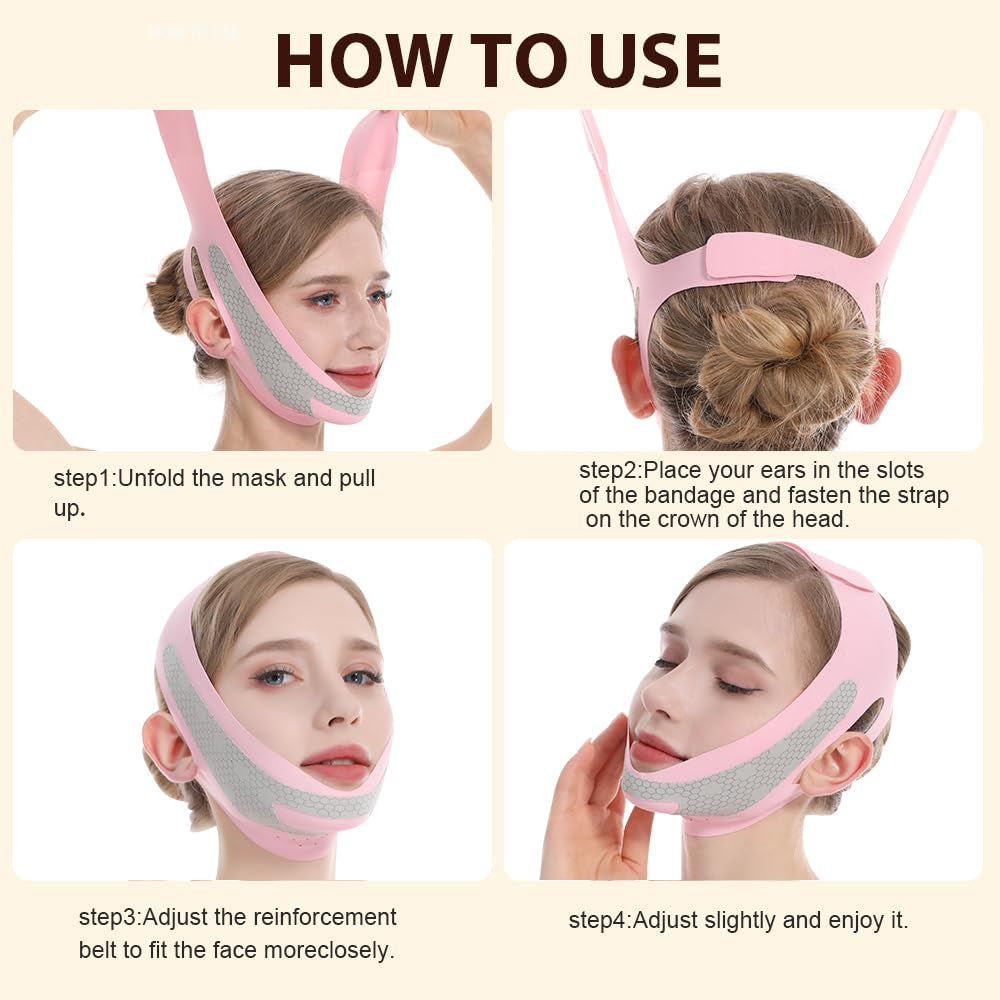 V Line Lifting Mask, V Shaped Face Mask, V Shaped Contouring Face Mask, Face Lifting Strap, Face Toning Belts, Jaw Exerciser, Washable and Reusable