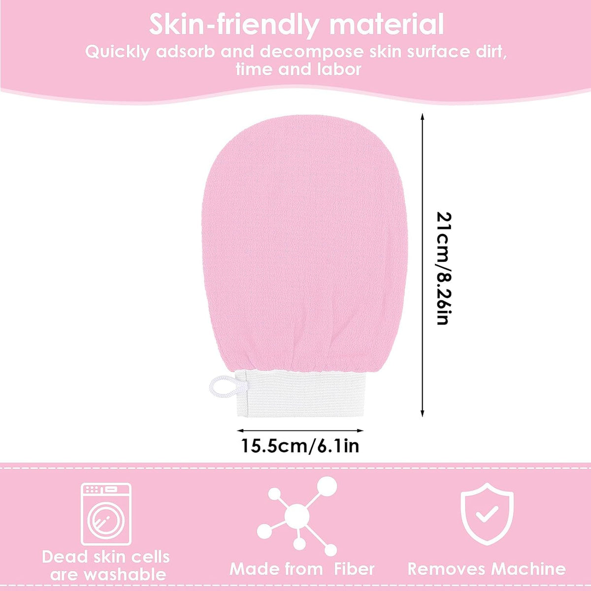 Exfoliating Glove Body Scrubber Exfoliator 1 PC Korean Washcloth, Pink